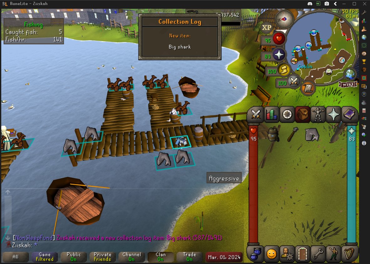 Zyskah's tweet image. Took 9810 sharks but this grind also gave me Heron 🫶 let&apos;s get the big bass next!
#osrs #collectionlog