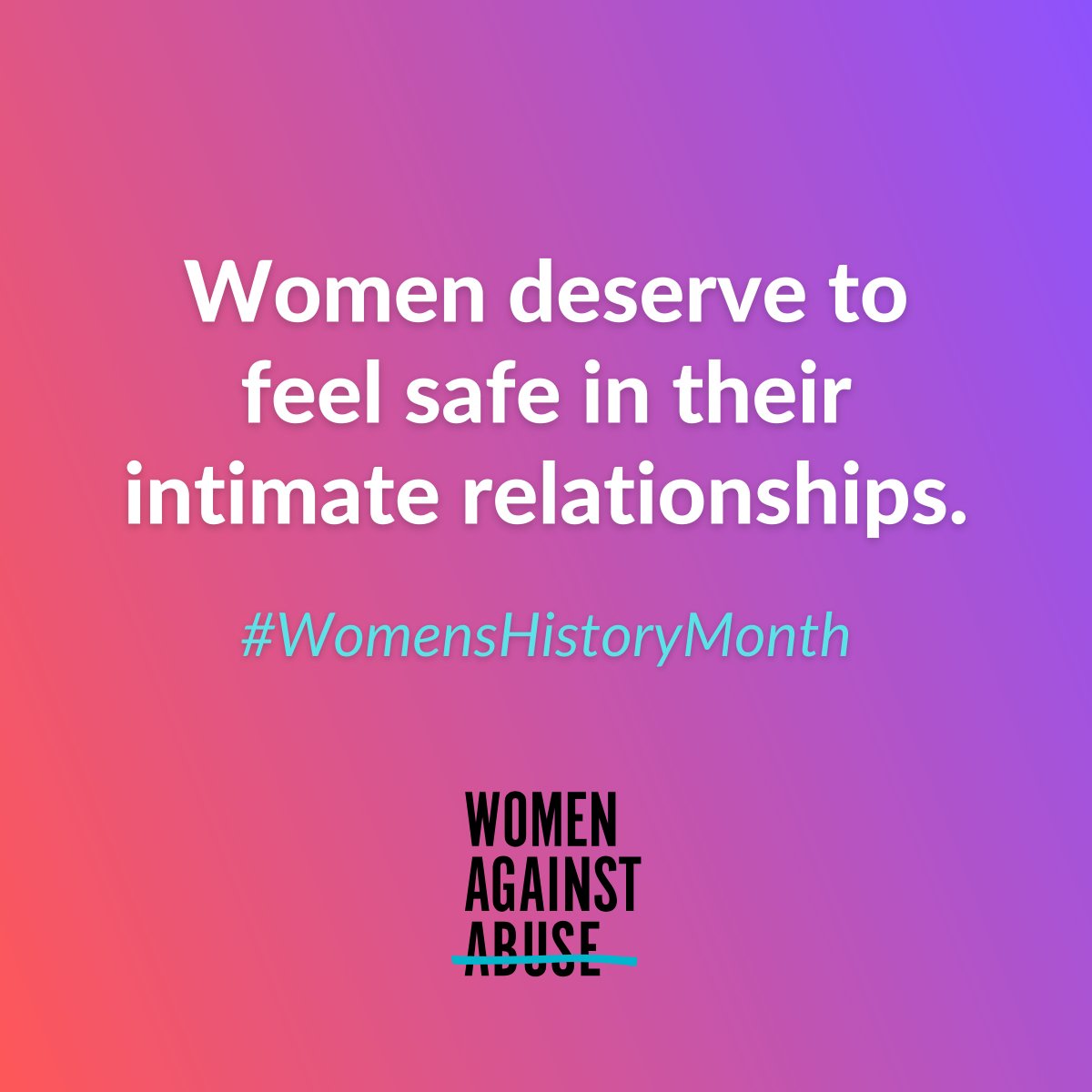 Intimate partner violence affects everyone, though women are disproportionately more likely to experience it & even die at the hands of a romantic partner. Women deserve to feel safe in their intimate relationships. Pass it on. #WomensHistoryMonth