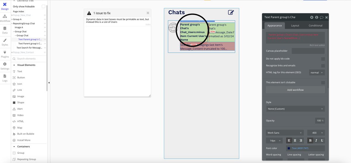 hilz_peras94's tweet image. I am stocked. I am currently working on a project to clone WhatsApp. But I was faced with this error, I have tried figuring it out, but it's still not working . Any #bubbledeveloper in the house who can help?
@bruno_nocode @TheNoCodeCrew
@PrashantAbbi