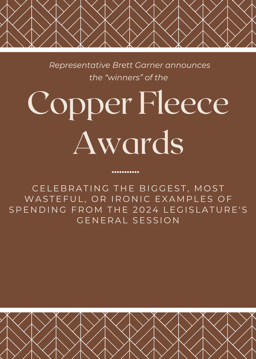 brett_LG's tweet photo. Welcome to the inaugural Copper Fleece Awards, celebrating the best examples of wasteful spending at this year's #utleg  #utpol 
https://t.co/Y3RwRubLF5 https://t.co/EvumSFVgCi