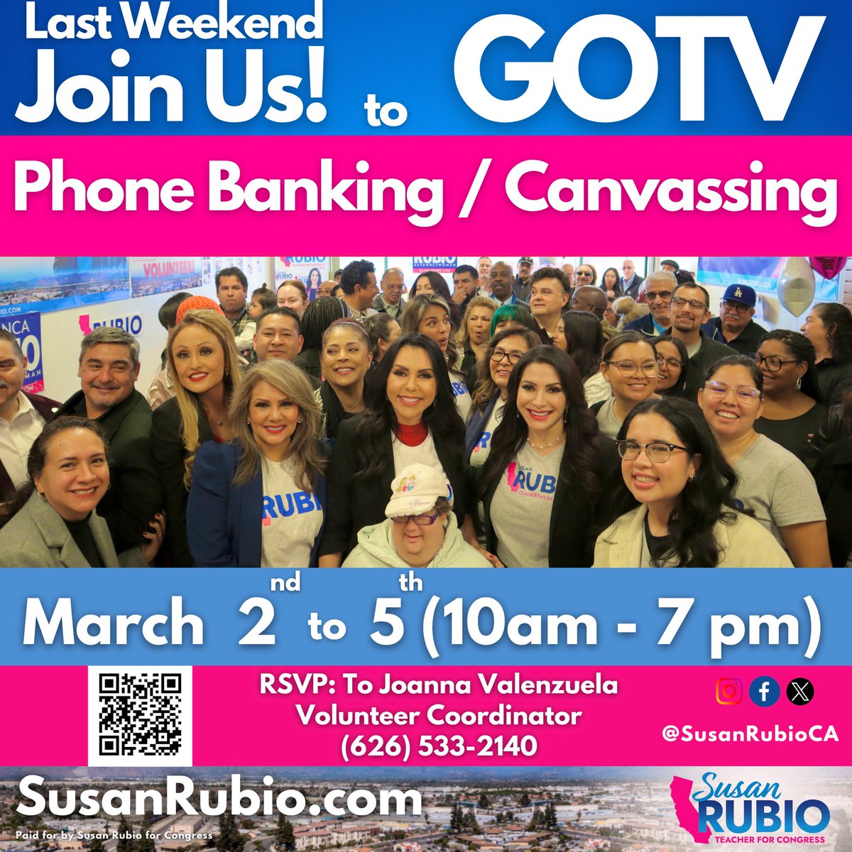 It's GOTV time! Let's not be silenced by low turnout qnd millions of dollars spent on lies. Your support is crucial for #TeamRubio to ensure that the #SGV has true representation. Every vote counts, every voice matters. Join us to uplift our community! 🗳️✊ #GOTV #Latina
