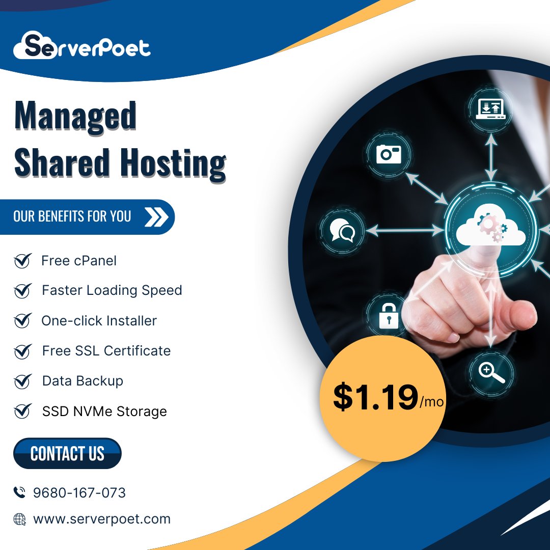 ServerPoet's tweet image. Upgrade to hassle-free web hosting. ServerPoet offers managed shared hosting at unbeatable prices.

#sharedhosting #servermannagement #webhostingservices #hostingservices #managedsharedhosting #pratapnagar #jaipur