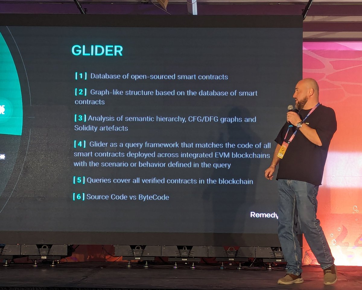 Very cool announcement today in <a href="/Hexensio/">hexens</a> #ETHDenver presentation by <a href="/RubenMuradyan/">Ruben Muradyan</a>: Remedy (r.xyz) no-fee bug bounty platform, AND free access to Glider - interesting new tool to code query patterns in all deployed &amp; verified contracts (on test net so far).