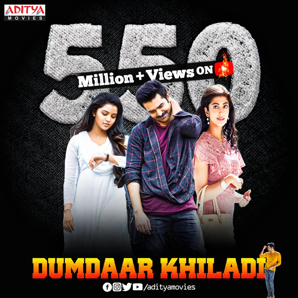 Hitting the 550 Million mark of 'Dumdaar Khiladi' Hindi dubbed Movie feels Surreal and Still Counting! Thank you for your constant love and incredible Support. ▶️ youtu.be/zAVmwt_U4c0  Ram Pothineni and Anupamaparameswaran's  ROM-COM Entertainment💥🍿🎥