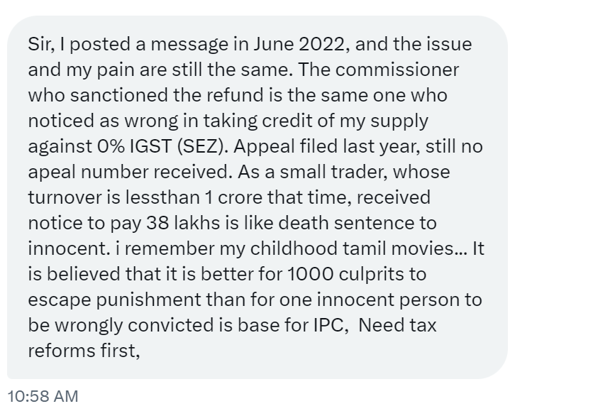 I have received this message on Twitter DM from a businessman. I'm unable to answer .. .requesting my friends here on twitter to help me to answer him....!!