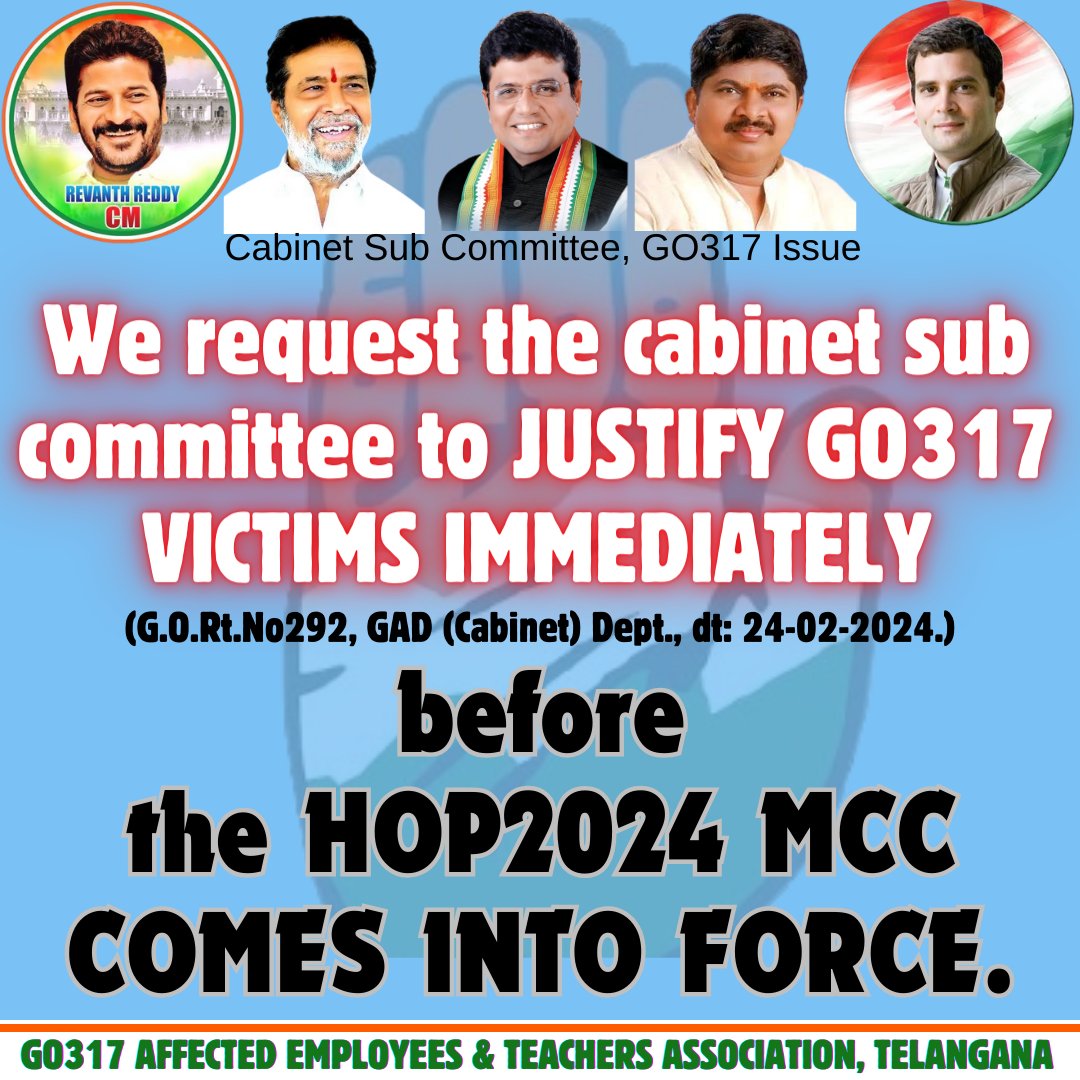 GO317Victims's tweet image. @revanth_anumula @seethakkaMLA @PonnamLoksabha @mpponguleti @jupallyk_rao @Komatireddy @Tummala_INC @Min_SridharBabu @Bhatti_Mallu @UttamINC @Congress4TS @DamodarCilarapu @RahulGandhi @TelanganaCMO @DeepaDasmunsi @kharge @DrTamilisaiGuv @DigitalMediaTS @jeevanreddyMLC @ndtv