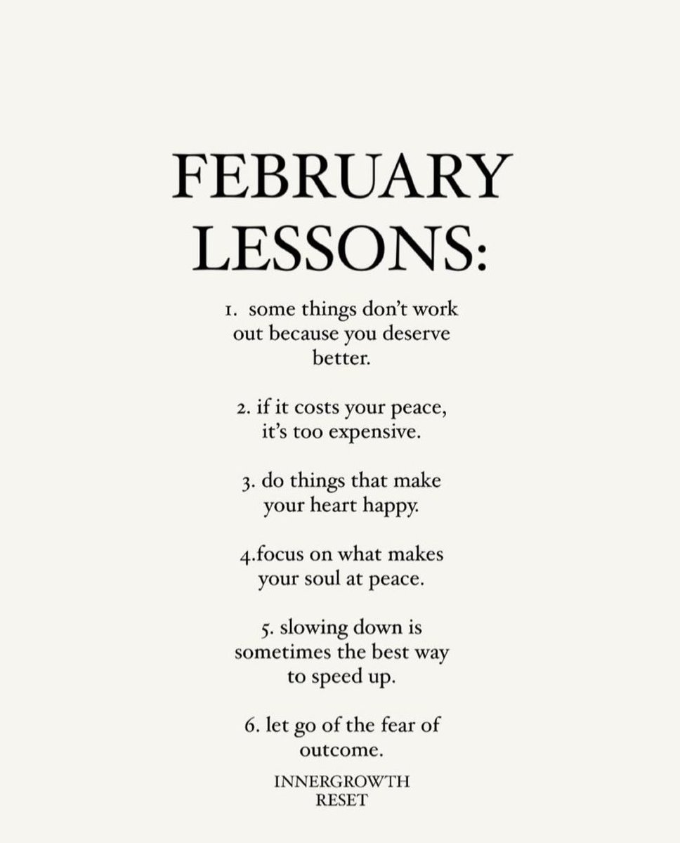 February Lessons 101🌱 Remember to welcome March with with an open and committed heart to all that is to come.