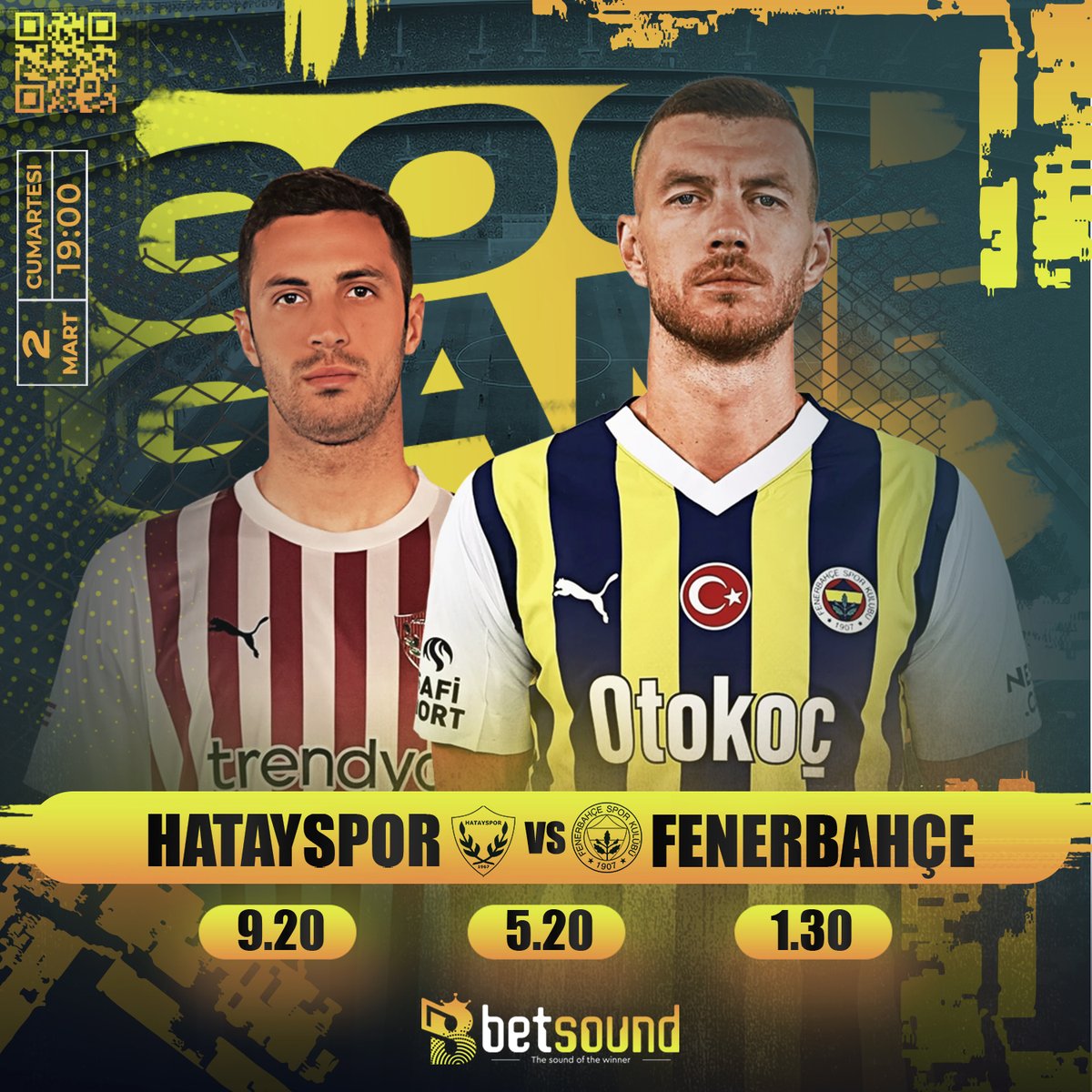 🏆  Betsound’da Günün Maçı #SüperLig
⚽️ Hatayspor - Fenerbahçe⏳19:00

1️⃣ 9.20   2️⃣ 5.20   3️⃣ 1.30

💯  Güvenilir Bahis ve Casinoda Doğru Adres Betsound!

➡️Güncel Giriş:  rebrand.ly/BtSoundnew

#betsound #betsoundgiriş