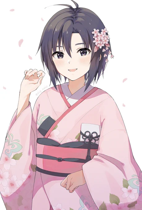 桜の和装な菊地さん 