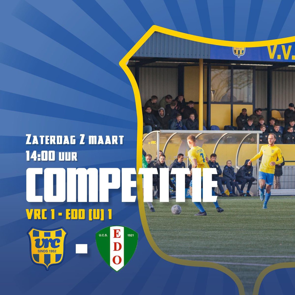 En alweer een knaller van een pot vandaag. Nr 2 <a href="/vvVRC/">VRC</a> en nr 3 <a href="/UcsEdo/">EDO Utrecht</a> willen hun kansen op het kampioenschap hooghouden. Twee hele leuke clubs! #zinin #twitterscheids <a href="/KNVBWest1/">KNVB West 1</a>