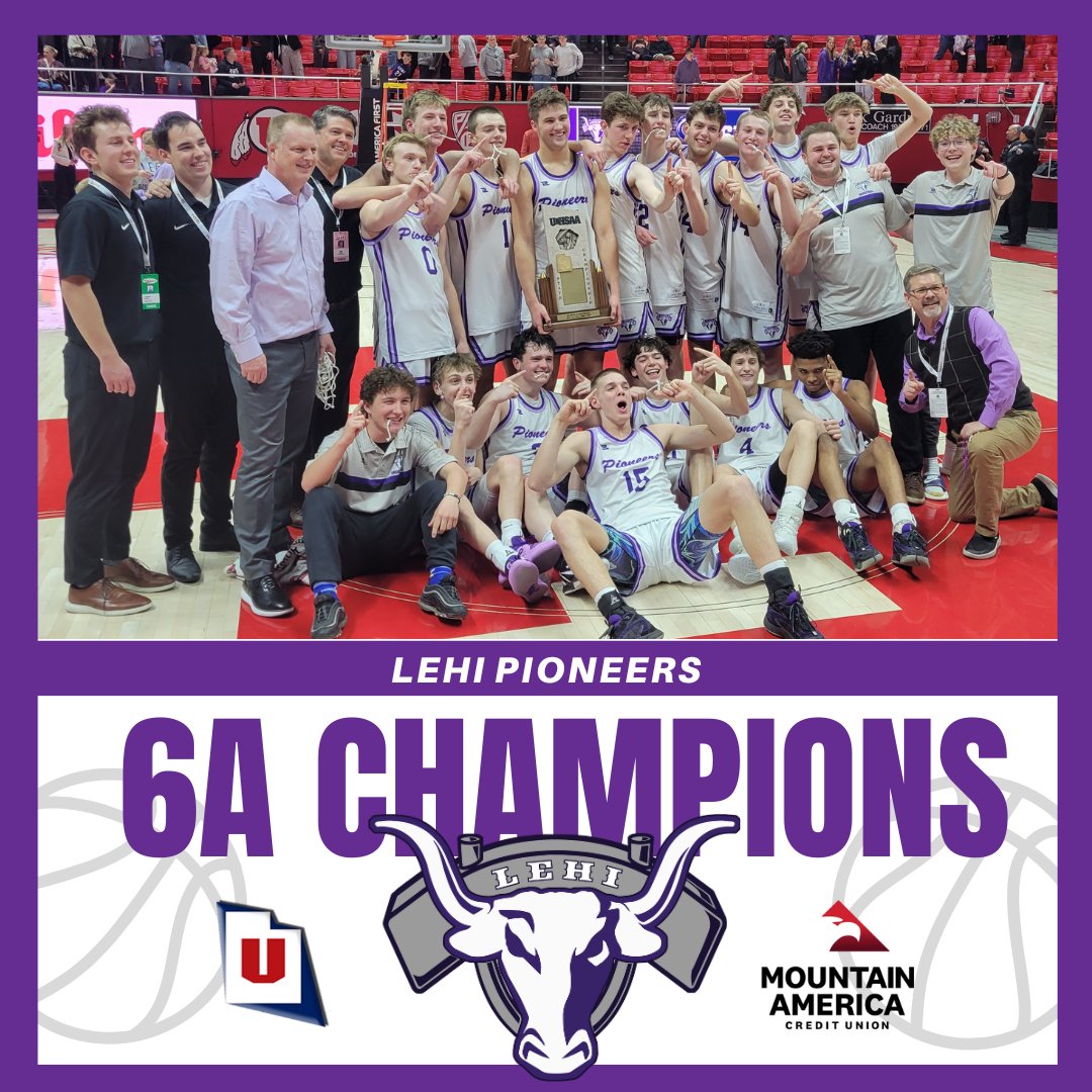 🏀 Lehi High School boys basketball team takes home the 6A state trophy in an unforgettable win. Congratulations, Pioneers! 🏆 @MountainAmerica