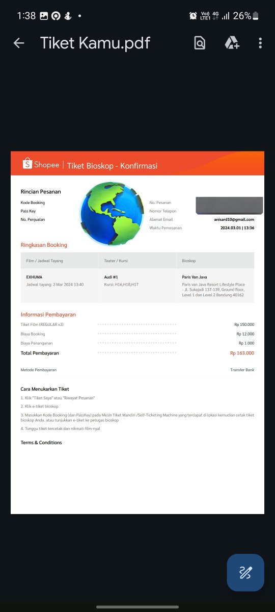 annie_ann95's tweet photo. WTS TIKET EXHUMA PVJ HARI INI JAM 13.40 SEAT H16,H17,H18 UNDERPRICE https://t.co/B1HGbSoiAW
