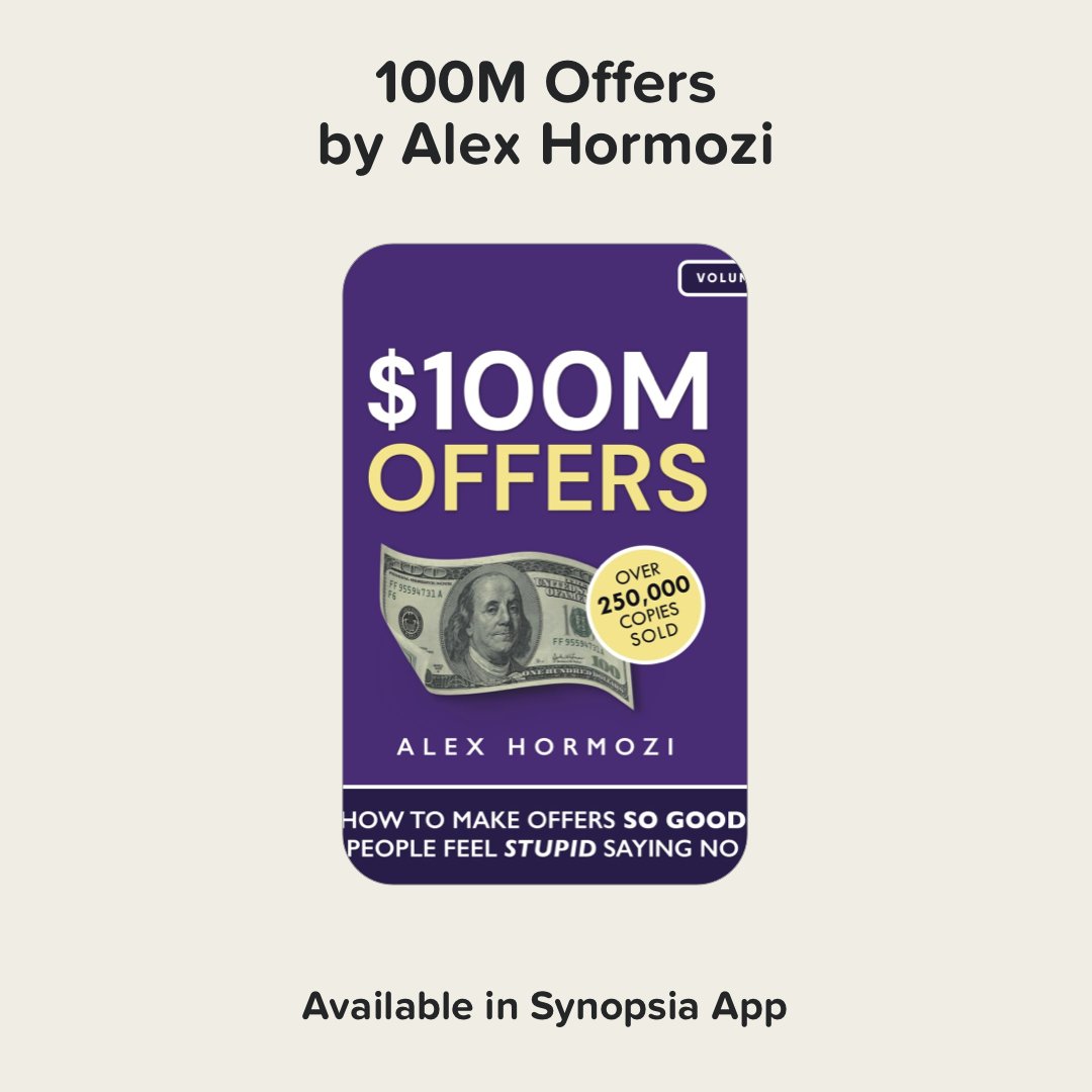 synopsiaapp's tweet photo. 100M Offers by Alex Hormozi is available in Synopsia App
https://t.co/M1z60M30La https://t.co/loyl3qWI4I