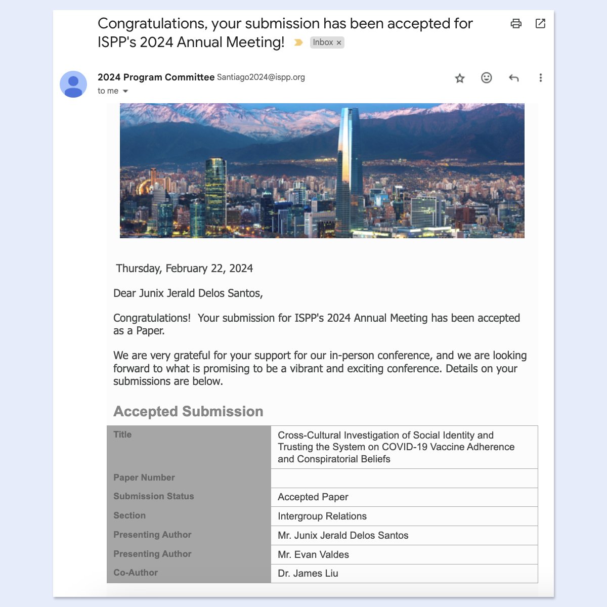 So happy to share that our work on vaccine hesitancy and conspiracy beliefs has been accepted to both #ICP2024 and #ISPP2024. I wish I could attend both conferences! 🤓