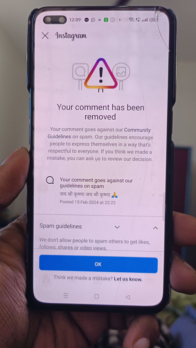 aashsrivastav's tweet photo. Apparently on 15th feb, my mom made a commitment on a picture of Shree Krishna, which kind of goes against the community guidelines of Instagram. I wonder how these algorithms work, because this is a low life secular thing. https://t.co/oZJv9gafAd