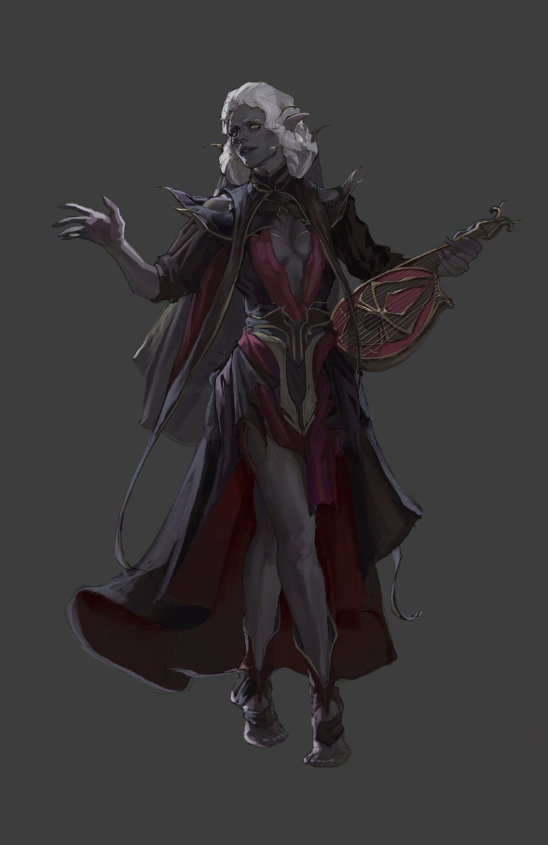 🎨 sketch: Meléndith Yuantarr, my drow trickery cleric and whisper bard, infobroker and bae'qeshel by trade.