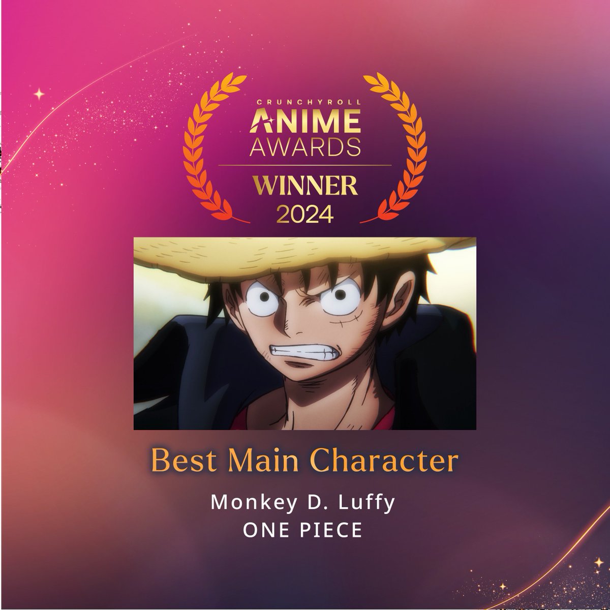 ONE PIECE's Monkey D. Luffy won Best Main Character at the 2024 #AnimeAwards!

✨ More: got.cr/aa24winners-tw