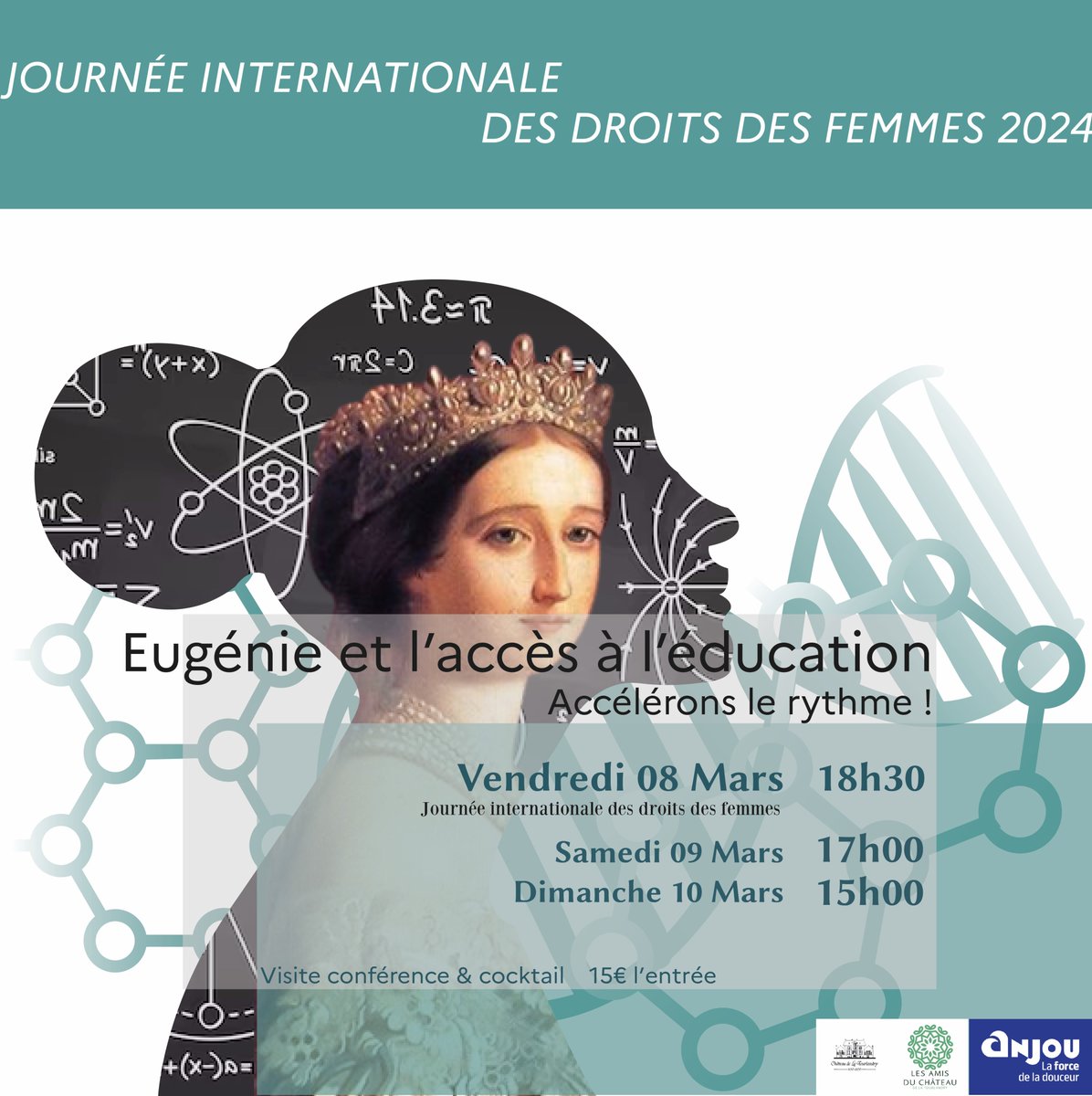 Comme tous les ans le 8 mars la #JIDF2024. Cette année le théme national est "accéler le rythme",  la programmation culturelle du Château a choisi EUGENIE et l'accés à l'education pour accéler le rythme. Inscrivez-vous vite ! ou venez comme vous êtes. chateaudelatourlandry.fr/produit/visite…