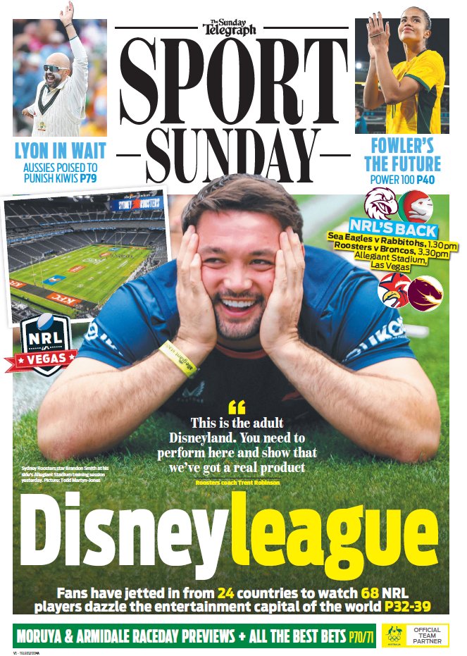 On @telegraph_sport cover tomorrow: The NRL's Vegas dream is about to become reality, and the coaches have vowed to put on a spectacular show.