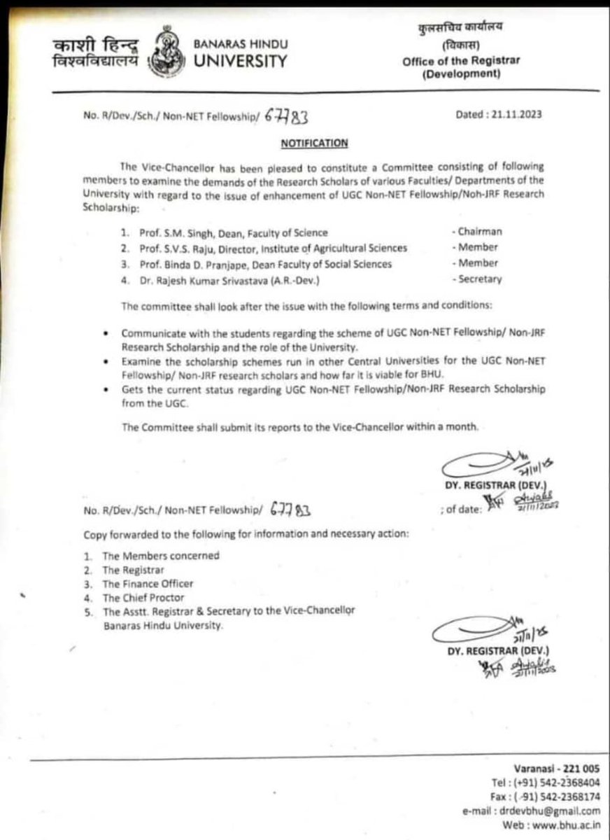 ainrsc's tweet photo. #NonNetFellowshipHike
We Condemn the notice issued by @bhupro in order to throttle the voice of research scholars and also request to @ugc_india @VCofficeBHU please revise our research fellowship immediately
@rashtrapatibhvn @myogiadityanath @EduMinOfIndia @narendramodi @nlhindi https://t.co/WhfhQ96DB3