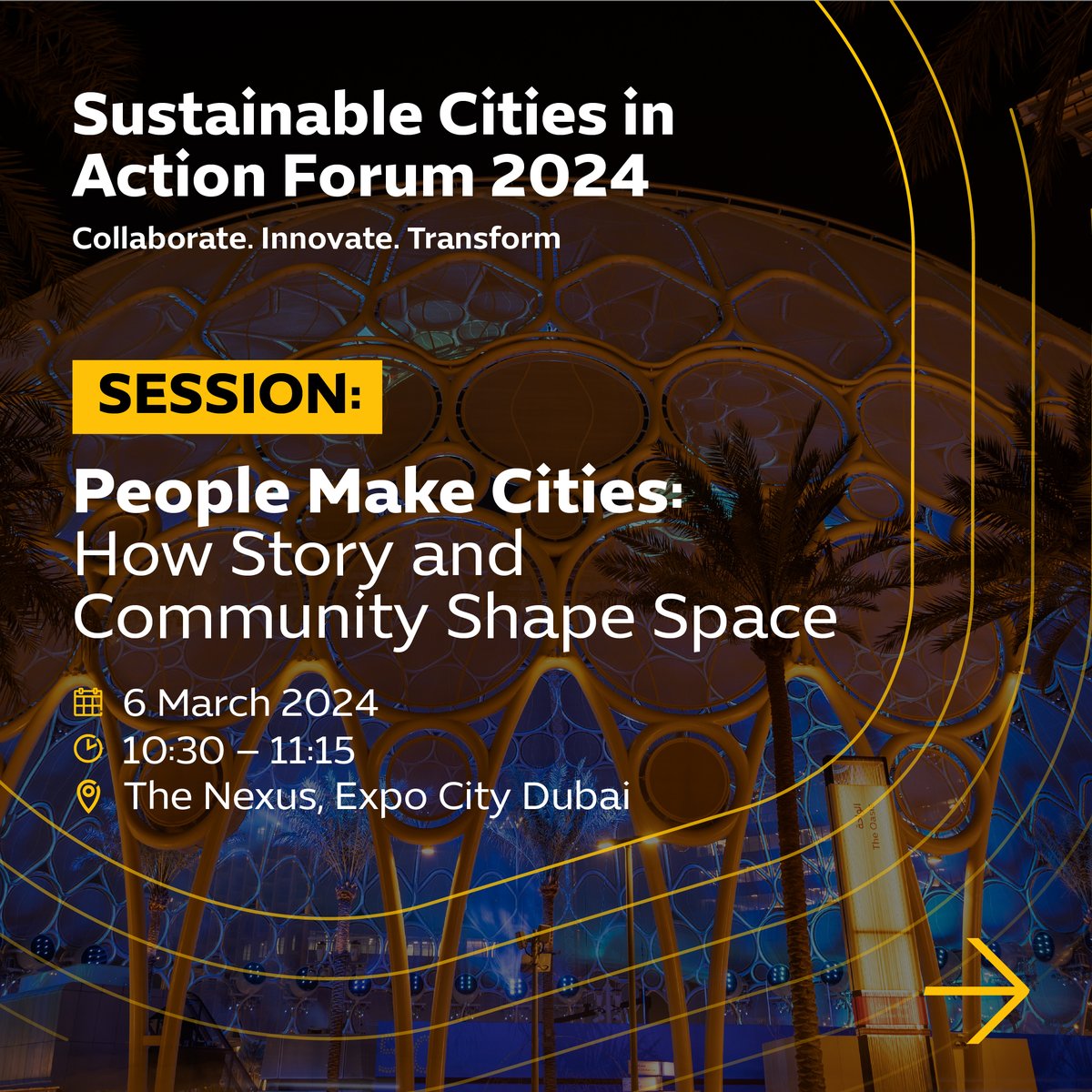 expocitydubai's tweet photo. If you are passionate about creating positive spaces that truly reflect our diversity, this session is for you. Led by experts in designing for inclusion, the session will explore innovative methods to ensure voices from all corners of the community are heard in the urban design process.

Get your tickets to the Sustainable Cities in Action Forum 2024 here: https://t.co/mw8hgtNtVF

📅 6 March
⏰ 10:30 – 11:15
📍 The Nexus, Expo City Dubai

@access_shivani 
@kotakitaorg 
@HelleSoeholt 

#ExpoCityDubai #SustainableCitiesForum