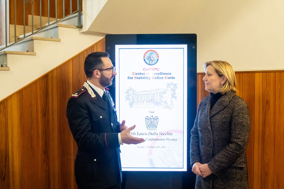 Glad to welcome Ms Laura Dalla Vecchia <a href="/DallavecchiaL/">Laura Dalla Vecchia</a>, <a href="/ConfindustriaVi/">ConfindustriaVicenza</a>’s chairperson, to strengthen relationships &amp; talk about common endeavours, bringing together two different albeit very close worlds for the benefit of the populations we both serve!
#StrongerTogether #CoESPU