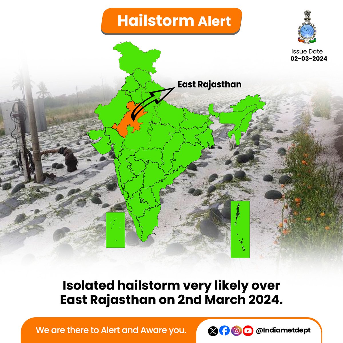 Isolated hailstorm very likely over East Rajasthan on 2nd March 2024.

#RajasthanWeather #HailstormAlert 

@moesgoi
@DDNewslive
@ndmaindia
@airnewsalerts