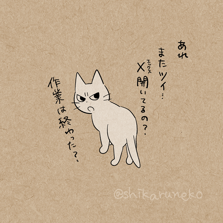 Xを見てばかりで作業が進まない人を叱ってくれる猫 