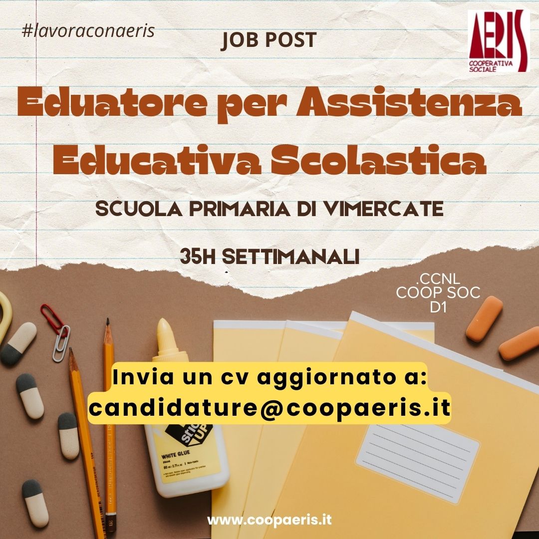 la_aeris's tweet photo. Pessano con Bornago, Vimercate e Monza: ecco le nuove posizioni aperte per assistenti educativi scolastici di #lavoraconaeris! https://t.co/1WrseSzsjz