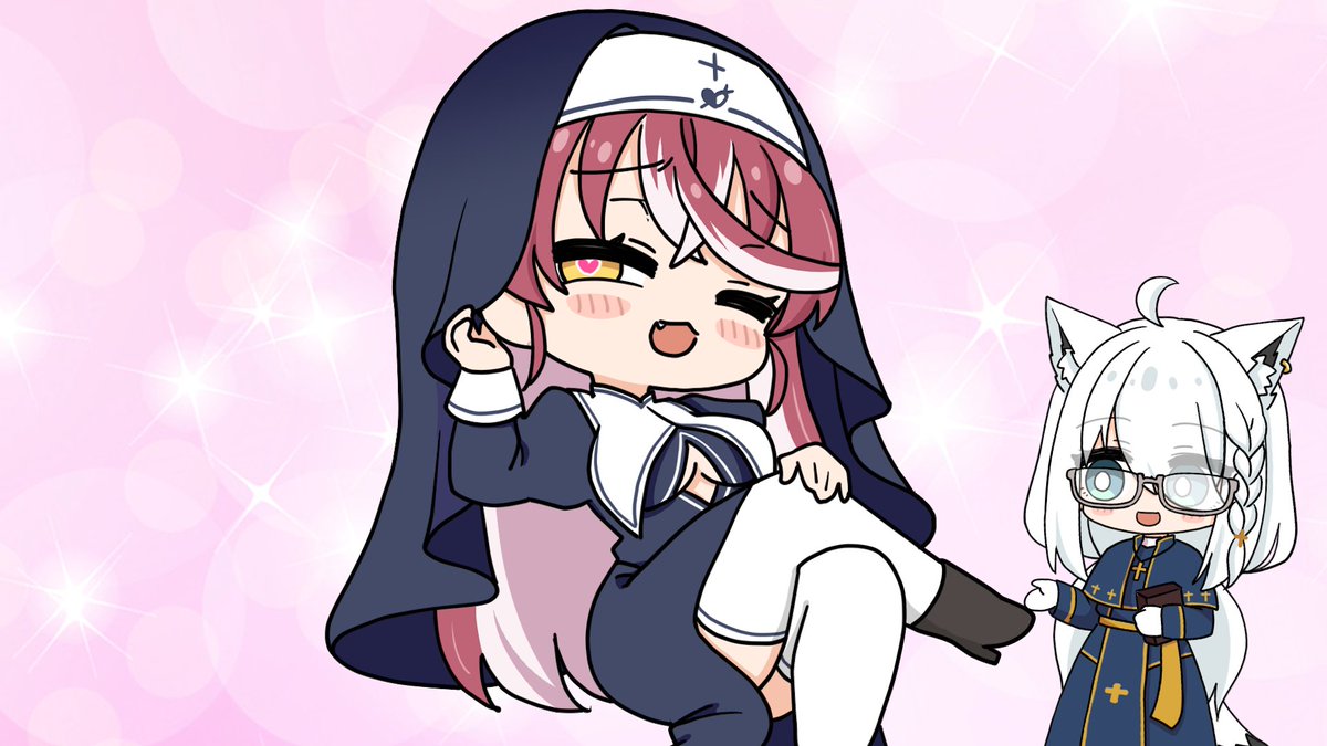 フブキ「はじめのある言葉がどうしても「おじちゃん」に聞こえてしまうシスターマリン#マリン」|もものふのイラスト