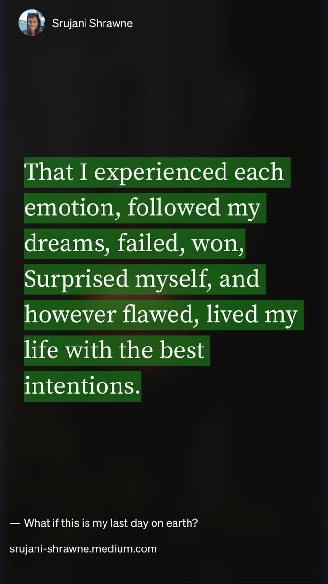 “What if this is my last day on earth?” by Srujani Shrawne
medium.com/illumination/w…