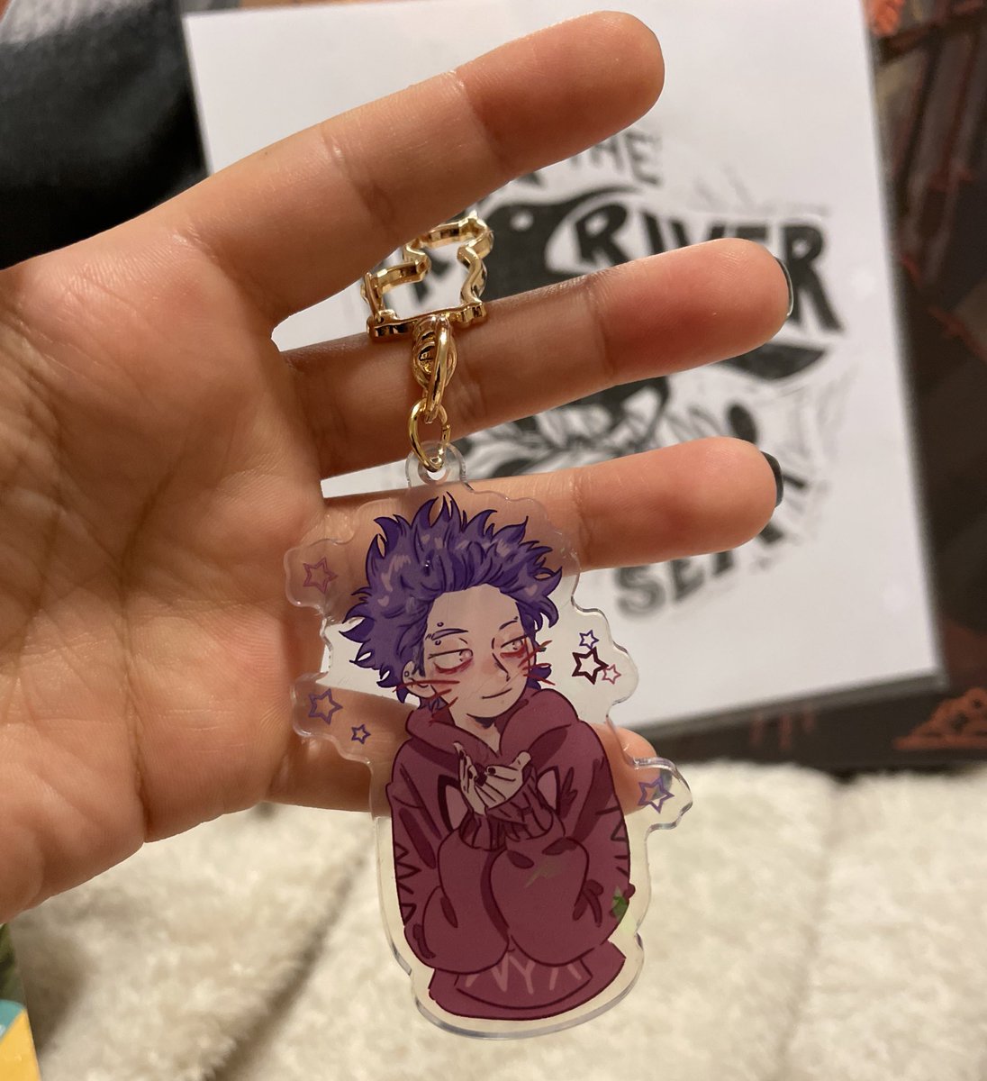 picked up this holo shinsou charm today at con from @theeggheadedman 💜🥰