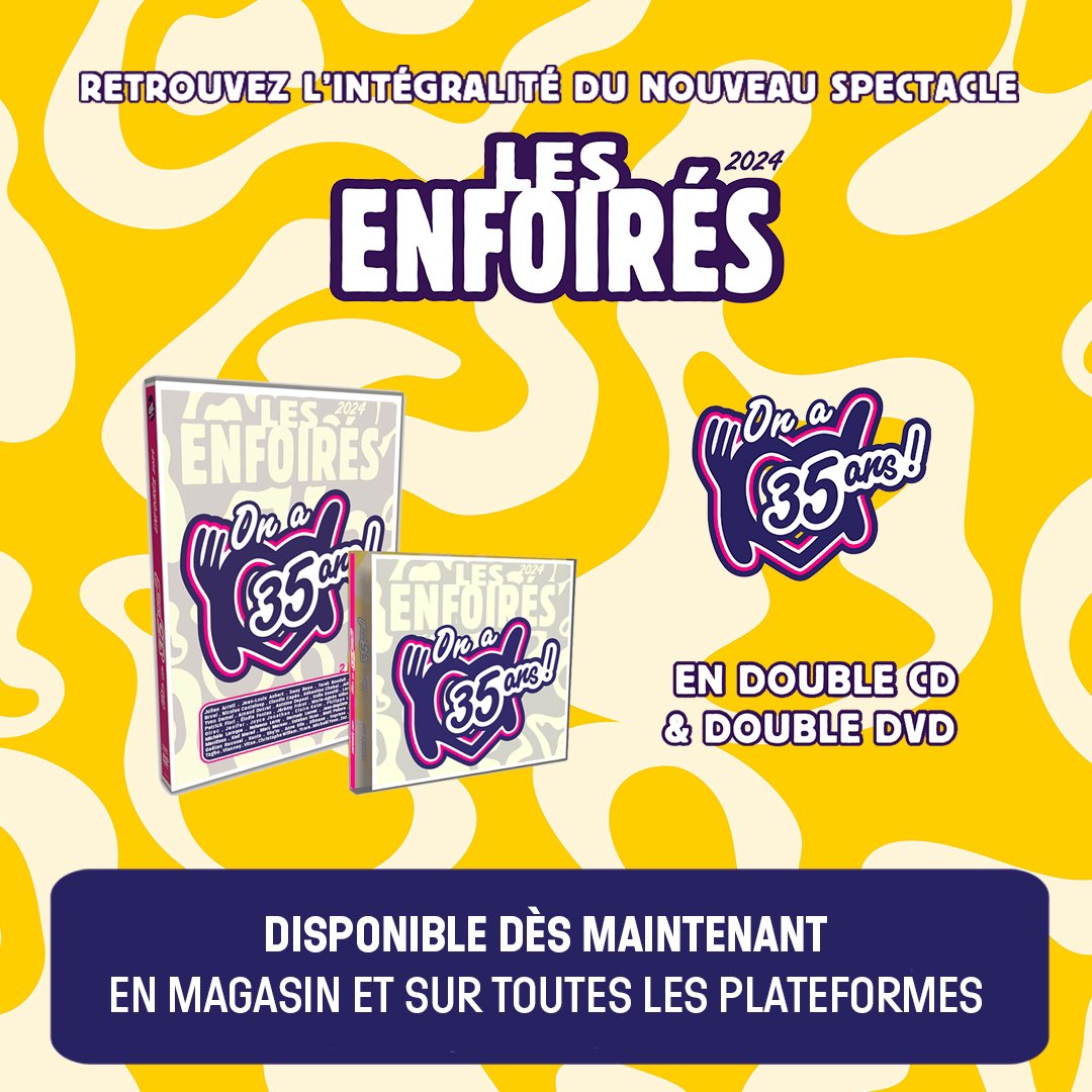 Revivez vos moments préférés dans le double CD et double DVD, disponibles dès maintenant en magasin et sur toutes les plateformes. 🛒 La collecte nationale continue tout le week-end dans les magasins près de chez vous On compte sur vous ❤️#enfoires2024 #restosducoeur