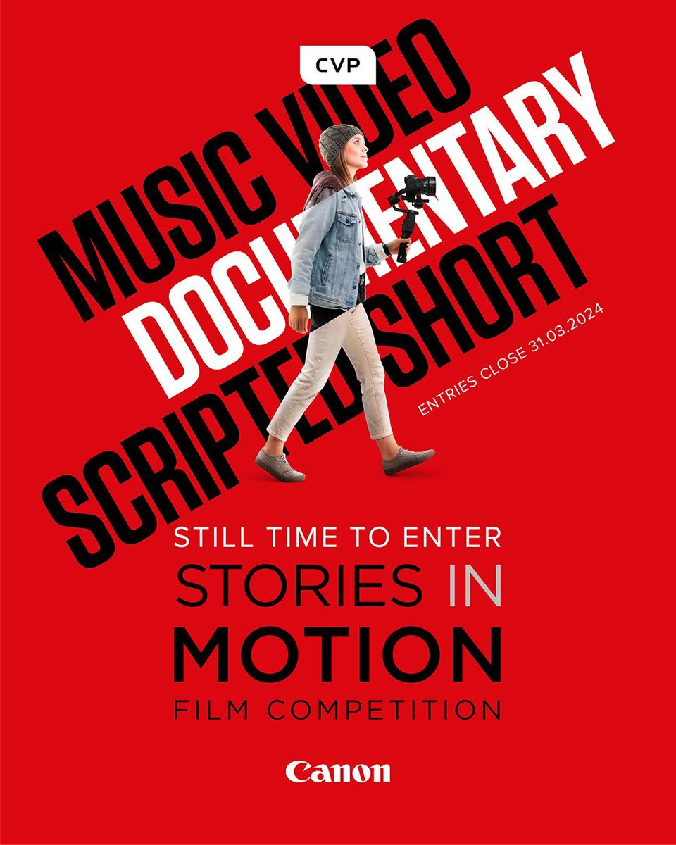 Entries for Stories in Motion close on 31st March 2024. There’s still time to enter! Submit a music video, documentary, or scripted short to win a Canon EOS C70 plus other exciting prizes. Follow the link for more info and to enter: buff.ly/3UVSWaM