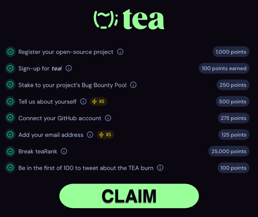 $TEA airdrop is confirmed in June! 🪂

Tea is backed by Binance and will be on Binance Launchpool!

Time: 12 minutes
Cost: FREE Potential: $7,500 

Dive into the step-by-step video guide: