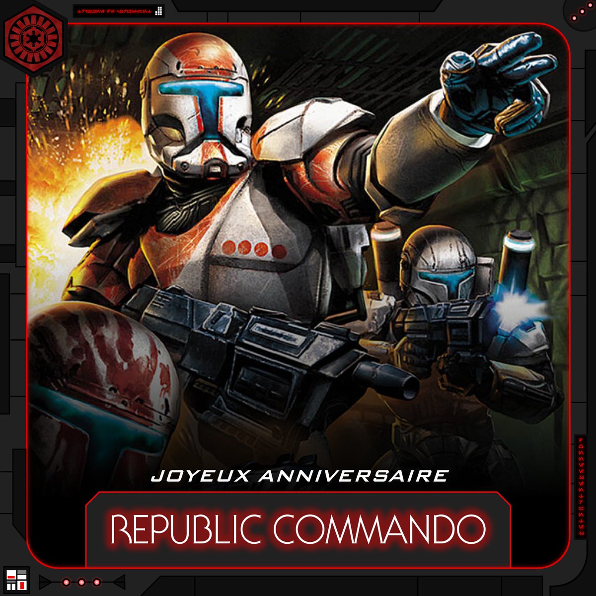 LTCoruscant's tweet image. 𝐉𝐨𝐲𝐞𝐮𝐱 𝐚𝐧𝐧𝐢𝐯𝐞𝐫𝐬𝐚𝐢𝐫𝐞 𝐑𝐞𝐩𝐮𝐛𝐥𝐢𝐜 𝐂𝐨𝐦𝐦𝐚𝐧𝐝𝐨 !
Le jeu vidéo de tir à la première personne développé par LucasArts a fêté ses 19 ans hier.
#LaTribunedeCoruscant #RepublicCommando