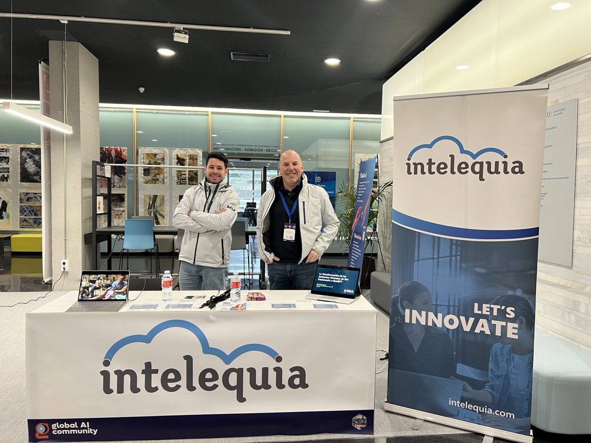 intelequia's tweet image. Ya nos encontramos en el #GlobalAIBootcamp @GaibSpain para profundizar sobre el uso de tecnologías como #BotFramework y #ChatGPT en el desarrollo de asistentes virtuales y sobre cómo estas soluciones han revolucionado la interacción entre clientes y empresas en el ámbito…