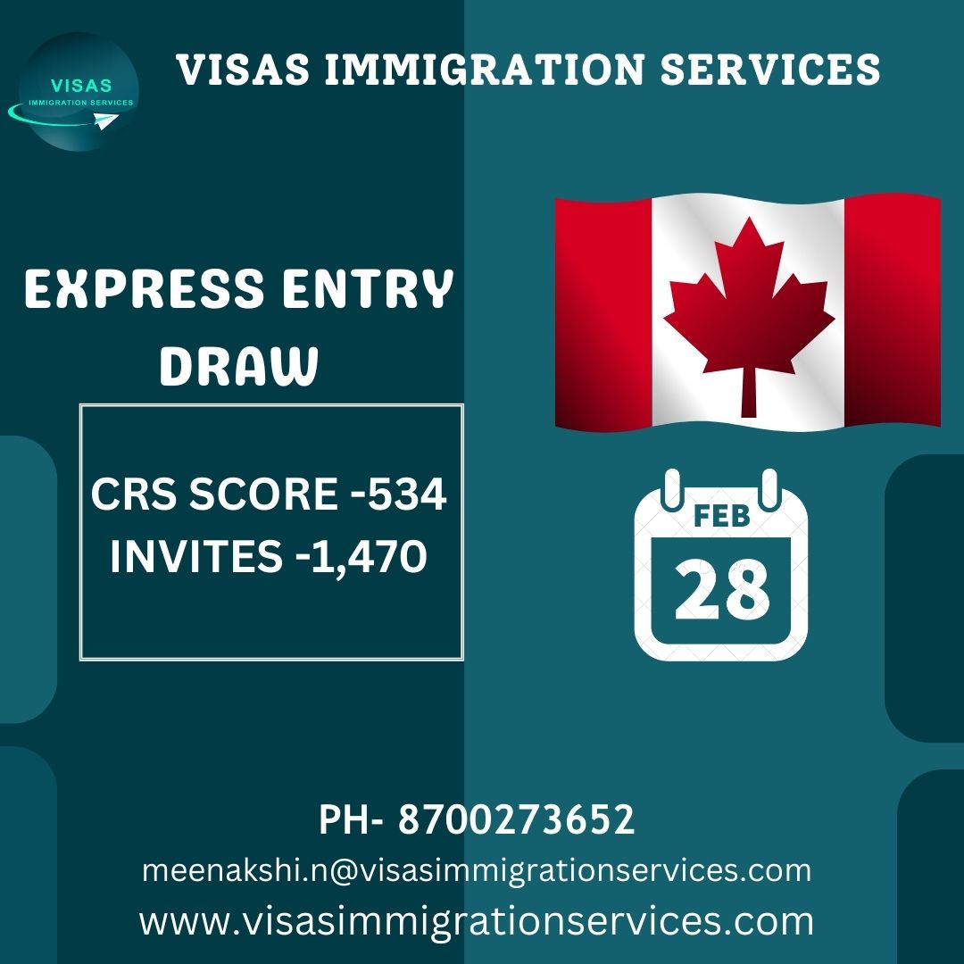 ServicesVisas's tweet image. Exciting news from IRCC! 1,470 candidates invited to apply for permanent residence through Express Entry, with a minimum CRS score of 534.
#expressentry #expressentrydraw #expressentrysystem #expressentrycanada #canadaexpressentry #invitationstoapply #itas #crs #ircc