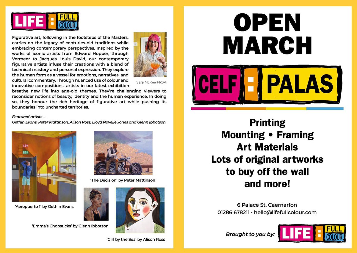 As featured in Art Share Love, our latest exhibition officially opens today  in Caernarfon. Original figurative art by <a href="/PeterMattinson/">Peter Mattinson</a> <a href="/ALISONR90994076/">Delilah Smith</a> <a href="/lloydie1962/">Lloyd Novelle-Jones 💙</a> 
David Weaver, Glenn Ibbotson and more. Lots happening on the art scene in town with <a href="/GwylArall/">Gŵyl Arall</a> too, see you there!