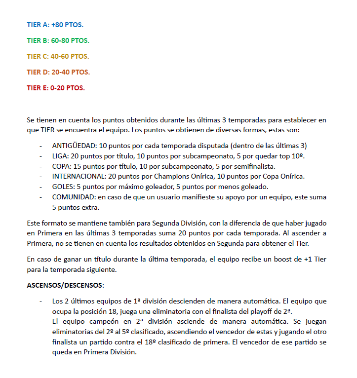 Vamos a explicar el nuevo reglamento de cara a la nueva temporada 1918. Se ha incluido la Segunda División y se ha hecho una reforma al sistema de niveles de cara a hacer la competición más realista. Estas son todas las novedades (sigue en el prox post):