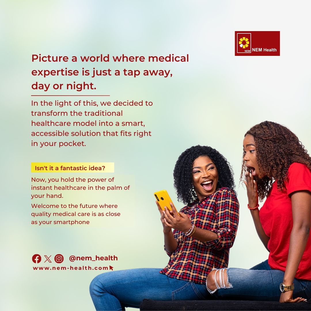 NemHealth Telehealth Service – Your Pocket-Sized Solution to Instant, Quality Healthcare. Welcome to the Future of Wellness at Your Fingertips! 
#NEMHealthTelehealth #NEMHealth #TelehealthRevolution #WellnessInnovation

Binance Eguavoen Morgan Freeman enugu Boy Alone