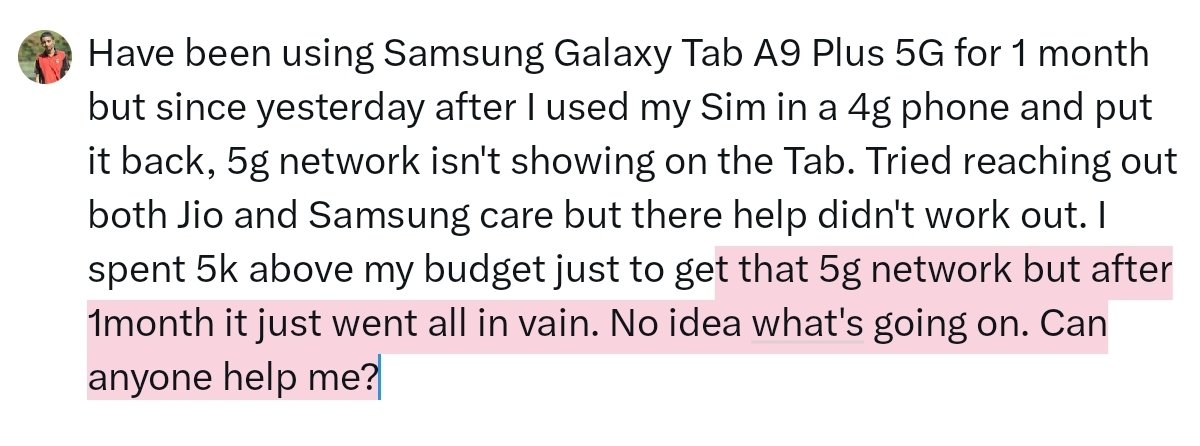 Purushottam2105's tweet image. Help!!
And also the nearest Samsung service center in about 150kms+.
#Samsung #taba9plus #Jionet5g #Jio5g #network