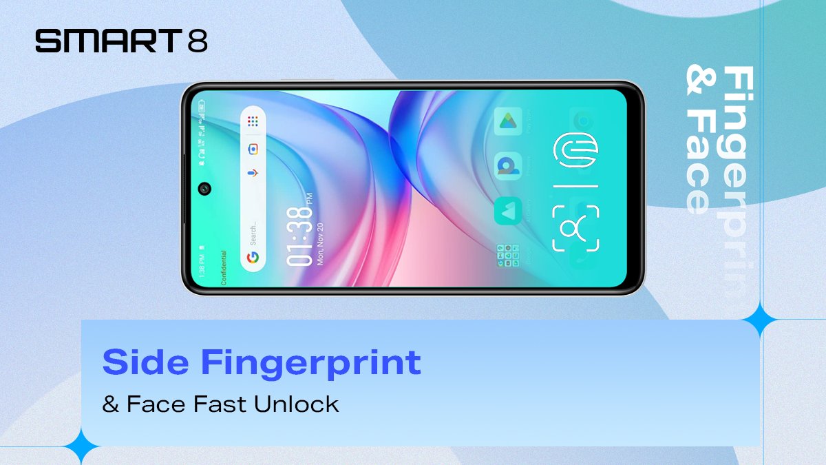 InfinixNigeria's tweet photo. Seamless security at your fingertips with ultra side-mounted fingerprint unlock on the #Infinixsmart8.

What do you love about side mounted fingerprint?

#SeeMoreDoMore https://t.co/67iXV6CpYQ
