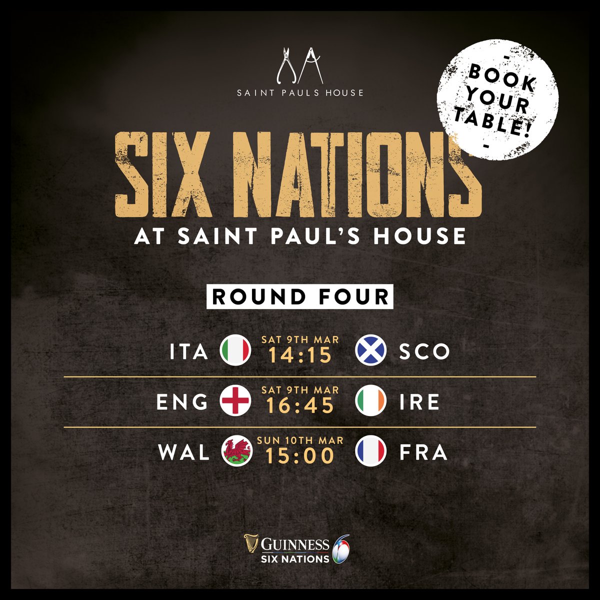 SaintPaulsHouse's tweet photo. The Six Nations returns next weekend and we'll be showing all the coverage! 🙌

Join us on Saturday 9th March to view..

Italy v Scotland - 215pm
England v Ireland - 445pm
+
SUNDAY
Wales v France - 3pm

Book your table for next weekend! https://t.co/16CJAitETs 🏉 https://t.co/64LcgOcgn2