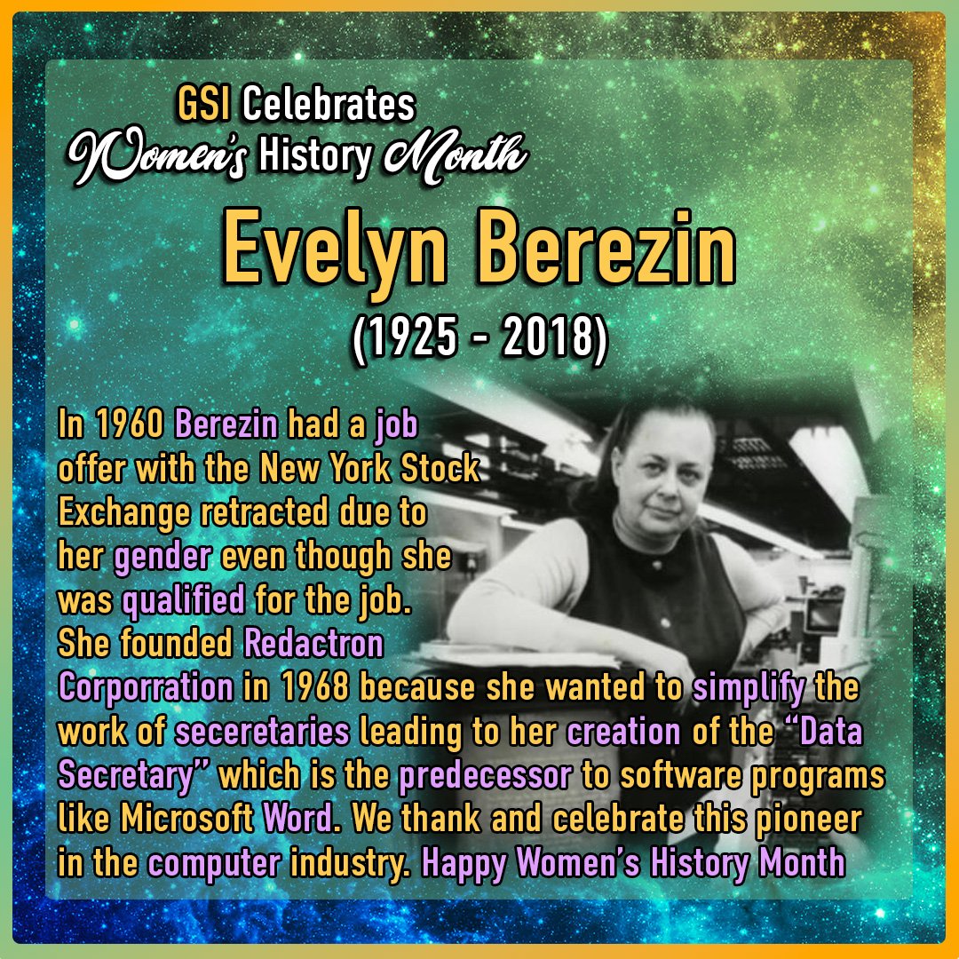 Celebrating the second day of #WomensHistoryMonth with Evelyn Berezin en.wikipedia.org/wiki/Evelyn_Be…