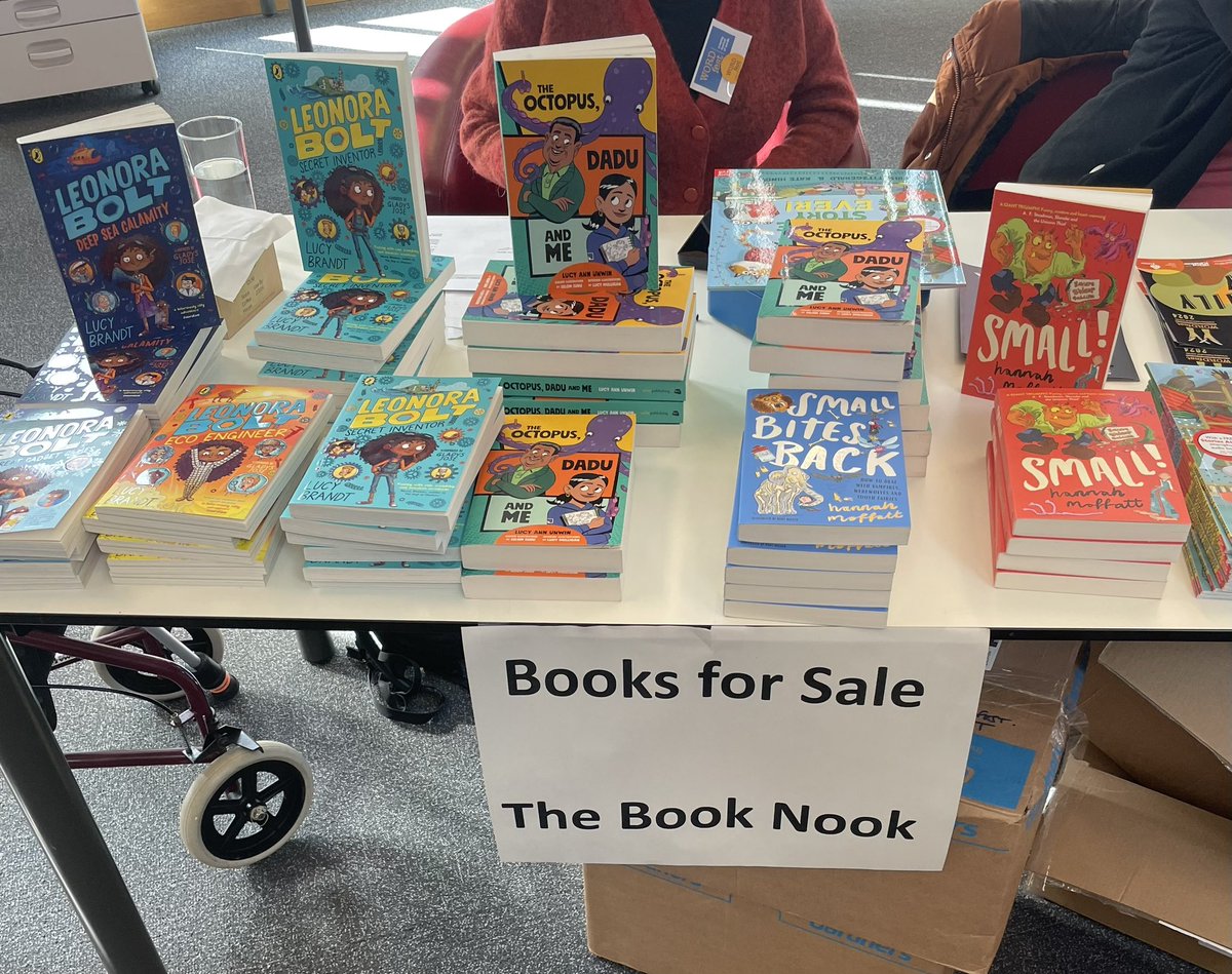 MissDePlume's tweet photo. Get your signed Smalls, Leonoras and Octopuses courtesy of @booknookhove  at Crawley library this afternoon!

@LetLucyB @LucyAnnUnwin https://t.co/89lUUwnYjx