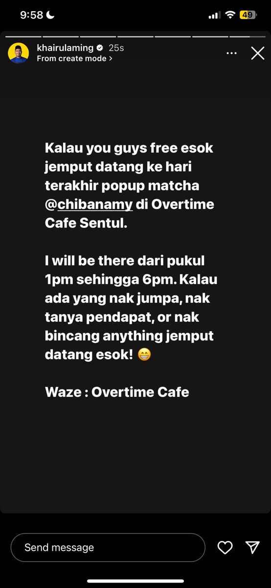 Siapa nak jumpa Khairul Amin boleh serbu Overtime Cafe esok! Tomorrow is the last day of <a href="/chibanamy/">Chibanamy</a> popup store! 🍵