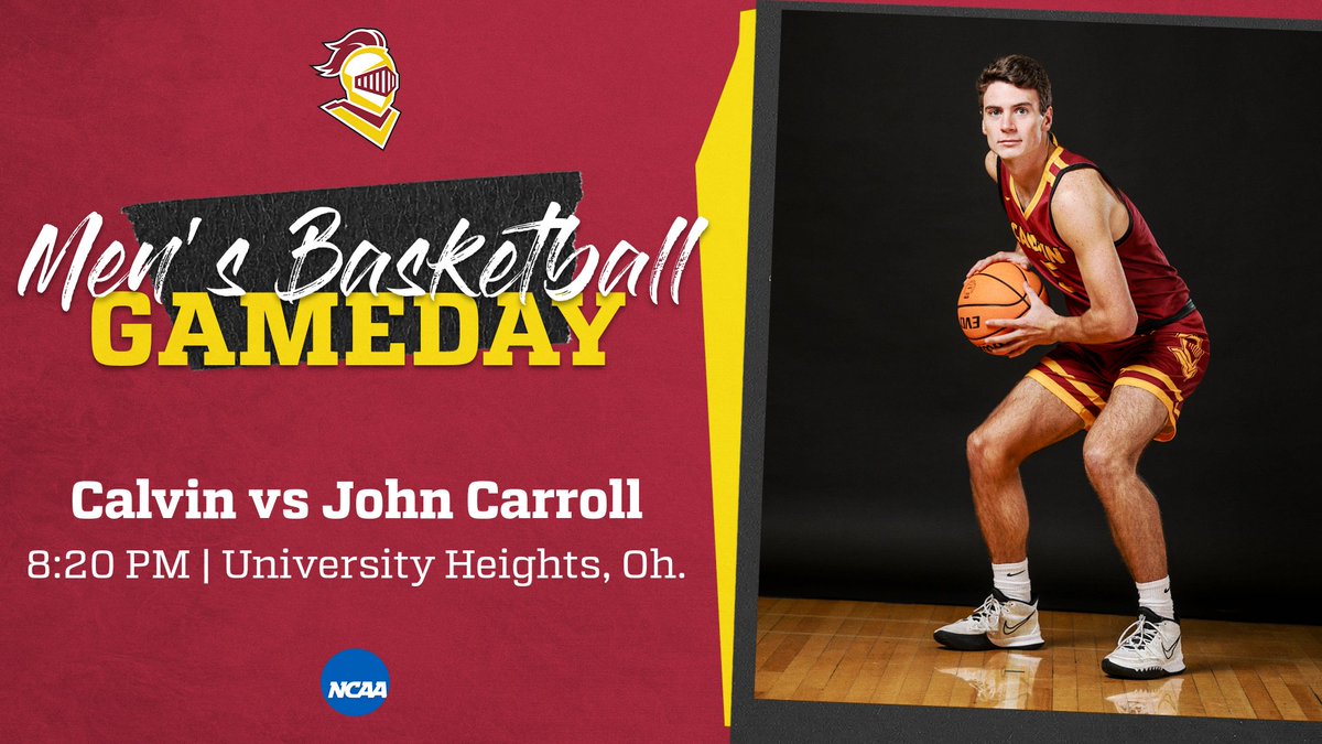 It's Game Day for @CalvinMensBball as the #10 Knights take on the #2 John Carroll Blue Streak this evening in University Heights in a second round NCAA III Tournament game at 8:20 p.m. (EST)! #GoCalvin #d3hoops