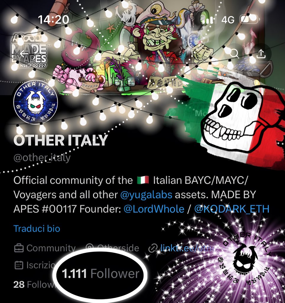 GM GM Voyagers 🇮🇹🇮🇹🇮🇹
There are those who celebrate at 1k followers

We celebrate at 1111 😜🔥🍌