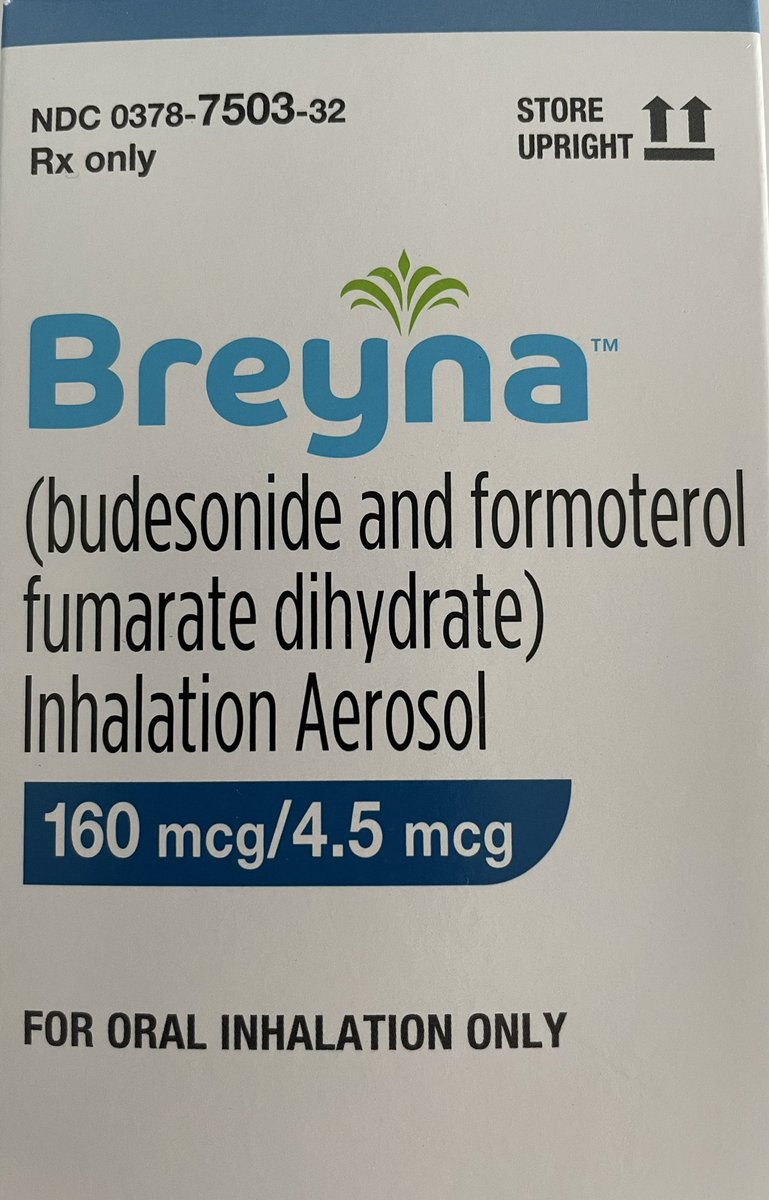 Symbicort is one of the most effective and versatile asthma medication but it’s now generic and it’s being replaced by Breyna (nice green fountain logo, btw). If I may quote Andrew Murphy here, “asthma is not a monoclonal antibody deficiency”, consider ics/laba as per guidelines